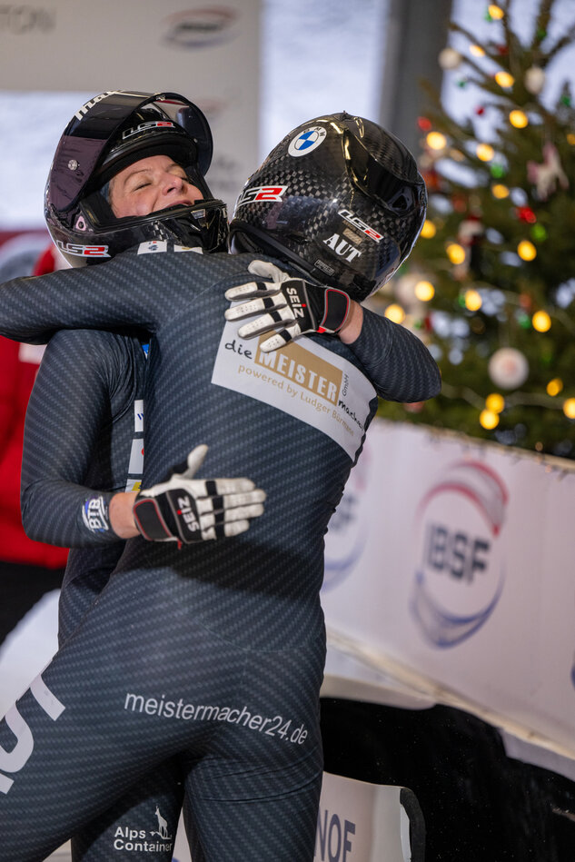 Katrin Beierl mit Nicola Pichler holen im Zweierbob-Bewerb in Sigulda (LAT) im Dez. 2024 den 5. Platz. (c) IBSFonnte die Niederösterreicherin mit dem 5. Platz für einen Befreiungsschlag sorgen.